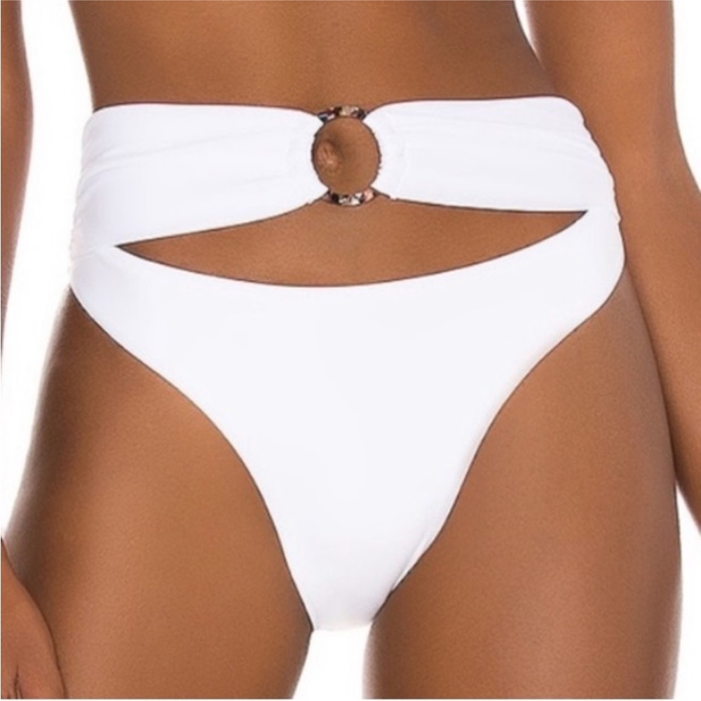 PilyQ High Waist WaterLily Ring Teeny Bikini Bottoms - Picture 3 of 9